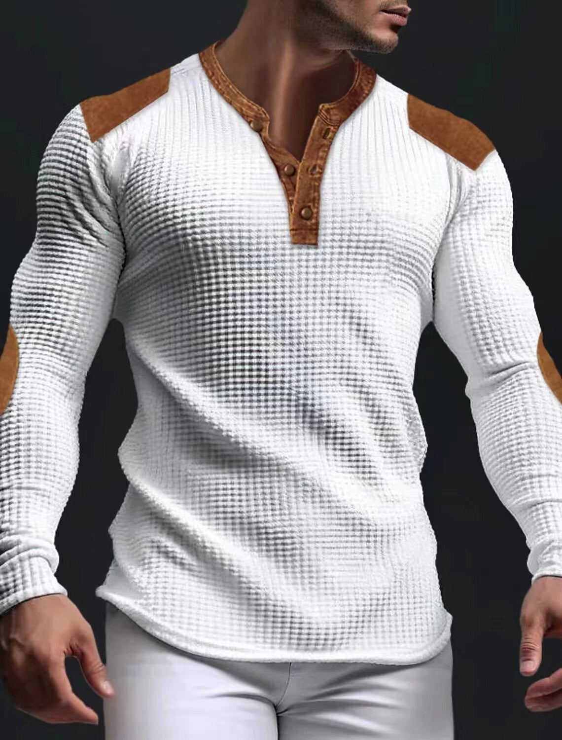 Herren Langarmshirt Modern mit Kontraststreifen und Strukturoptik