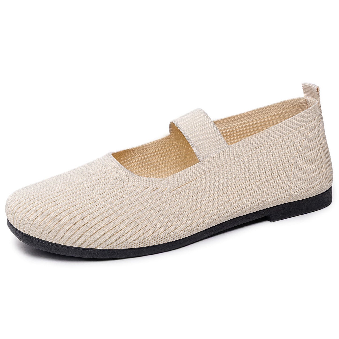 Damen Ballerinas Bequem Strick Elastisch