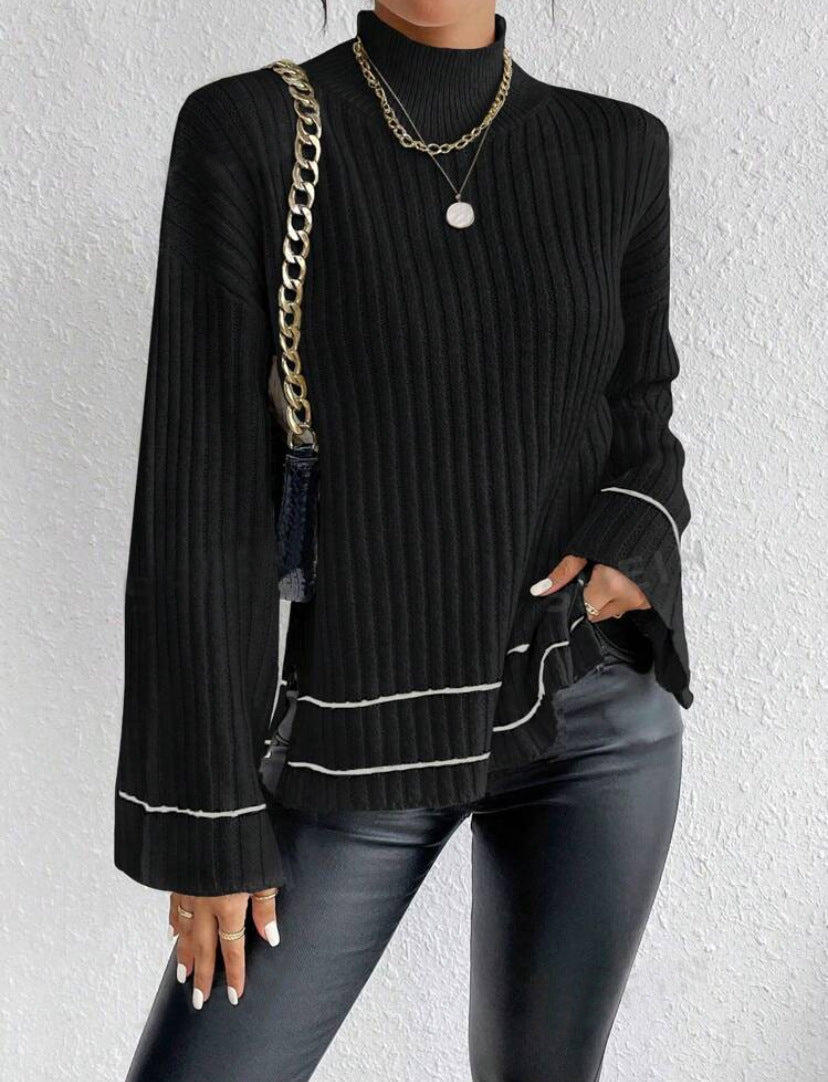 Damen Rollkragenpullover Gerippt Warm Winter