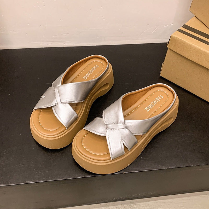 Damen Plateau-Sandalen Bequem Stilvoll Knotendesign