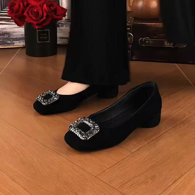 Damen Ballerinas Elegant mit Strass Schließe