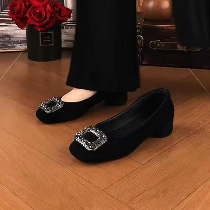 Damen Ballerinas Elegant mit Strass Schließe