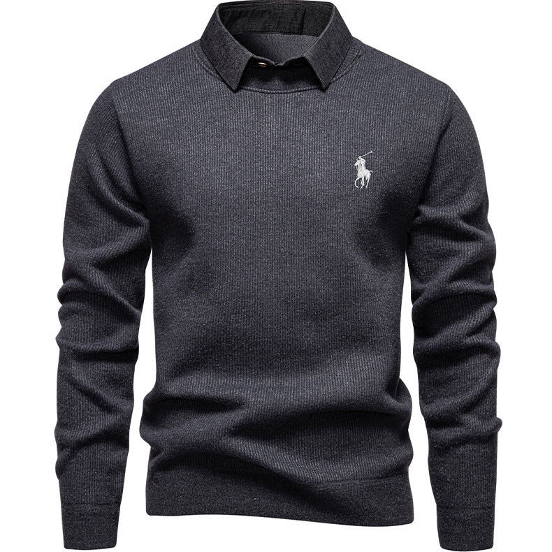 Herren Strickpullover Klassisch mit Hemdkragen Elegannt