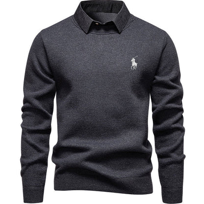 Herren Strickpullover Klassisch mit Hemdkragen Elegannt