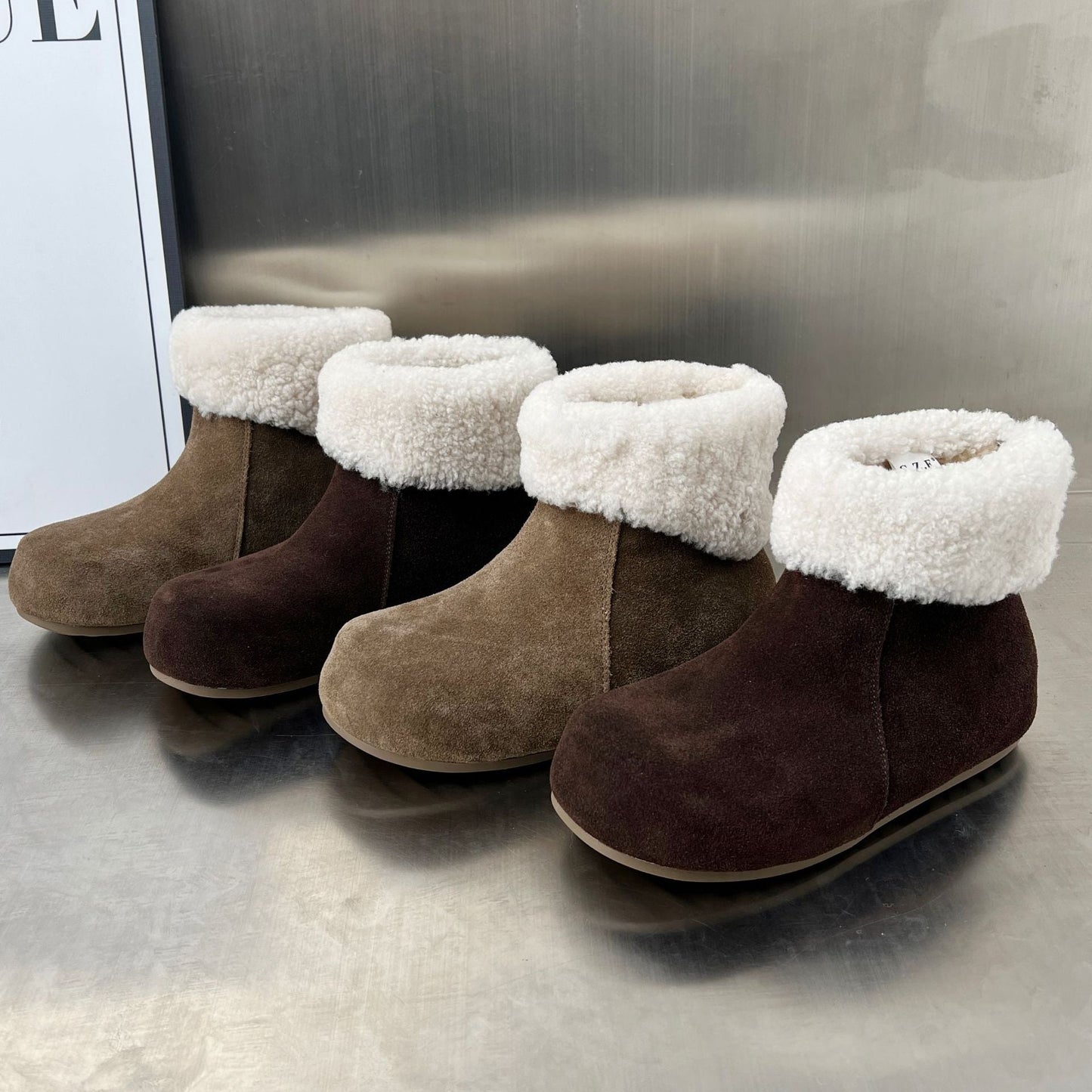 Damen Fleece-Stiefel Weich Warm Rutschfest Winterstiefel