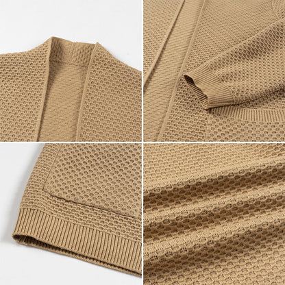 Herren Strickjacke Strukturiert Mit Taschen Modisch