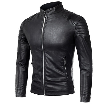 Lederjacke Herren Bikerjacke Schwarz Elegant