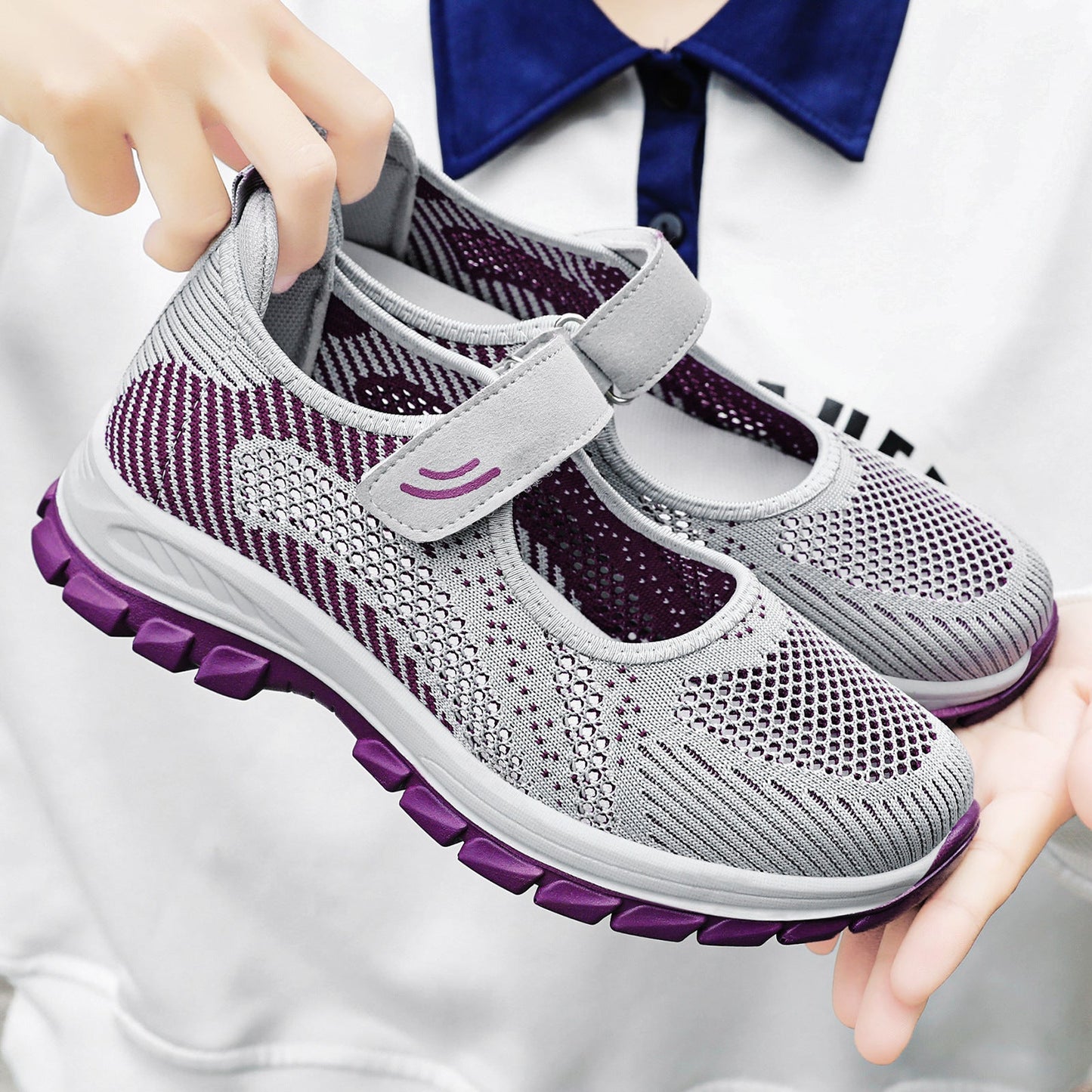 Damen Fitness-Schuhe Atmungsaktiv mit Klettverschluss Sportlich