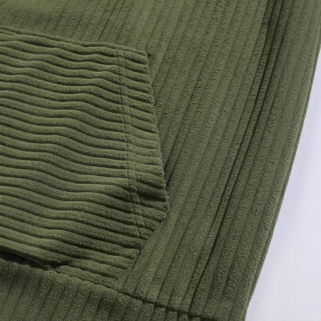 Herren Hoodie Freizeit Kapuze Rippstruktur Kängurutasche