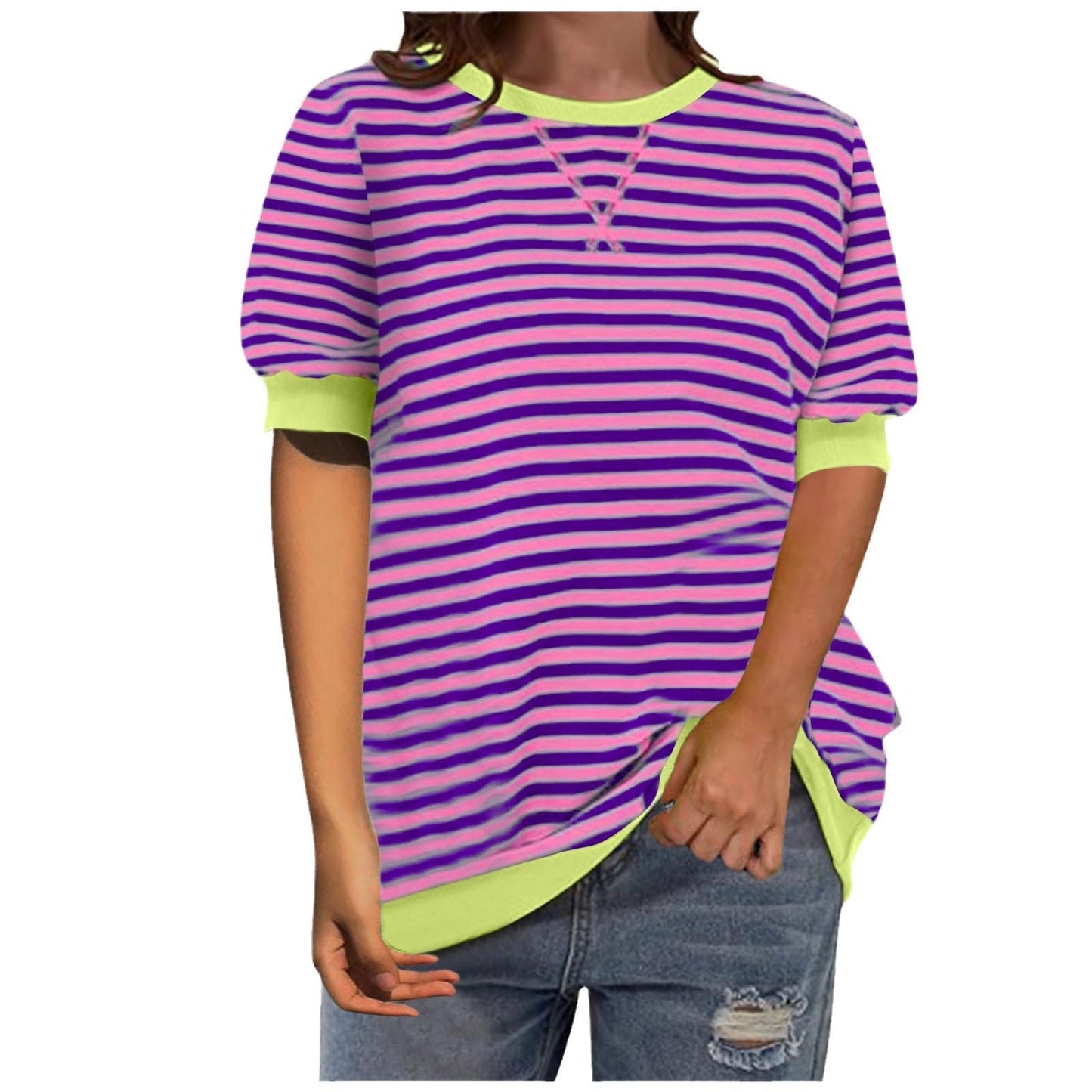 Damen Oberteil Streifenshirt Lässig Modern