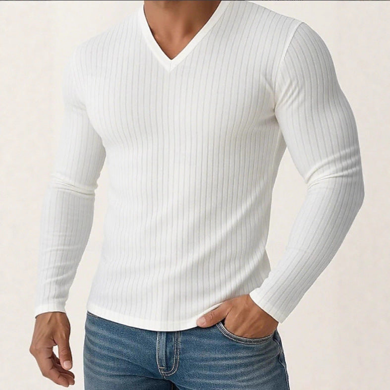 Herren Langarmshirt Fein Rippenstruktur Elegante Optik