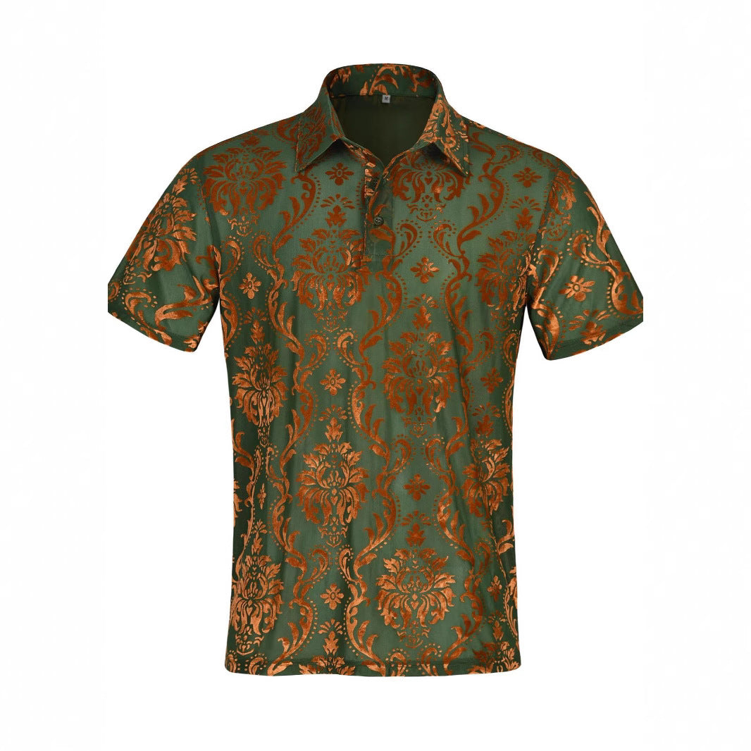 Herren Polohemd Elegantes Damastmuster Modern