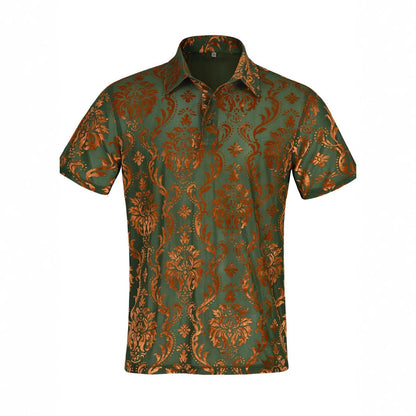 Herren Polohemd Elegantes Damastmuster Modern