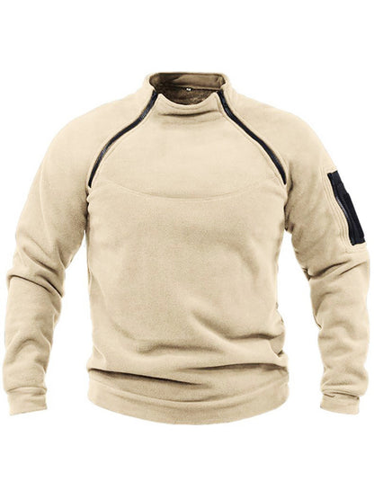 Herren Fleece-Hoodie Warm mit Reißverschluss und Hochkragen