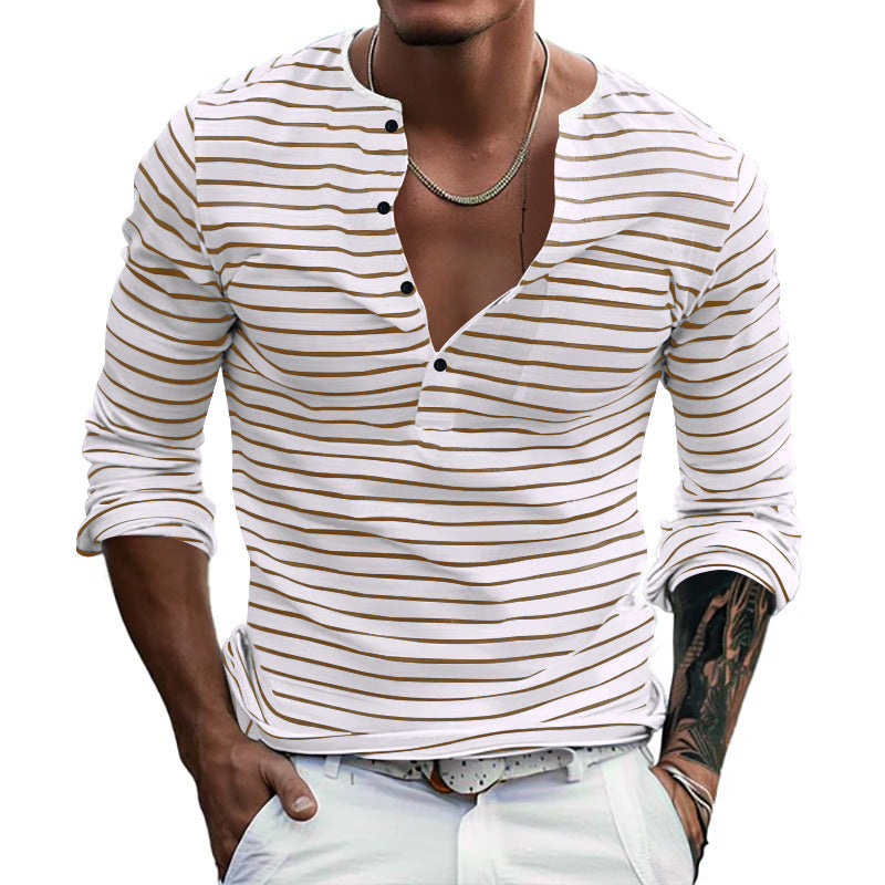 Herren Langarmshirt Streifenmuster Modern