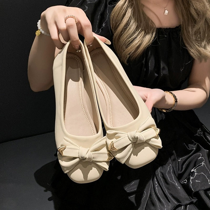 Damen Ballerinas Weich Bequem Schleifen Detail Elegante Schuhe