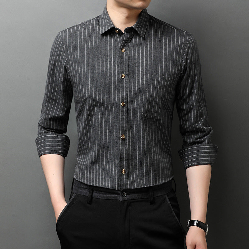 Herren Hemd Langarm Streifenmuster Elegant SlimFit