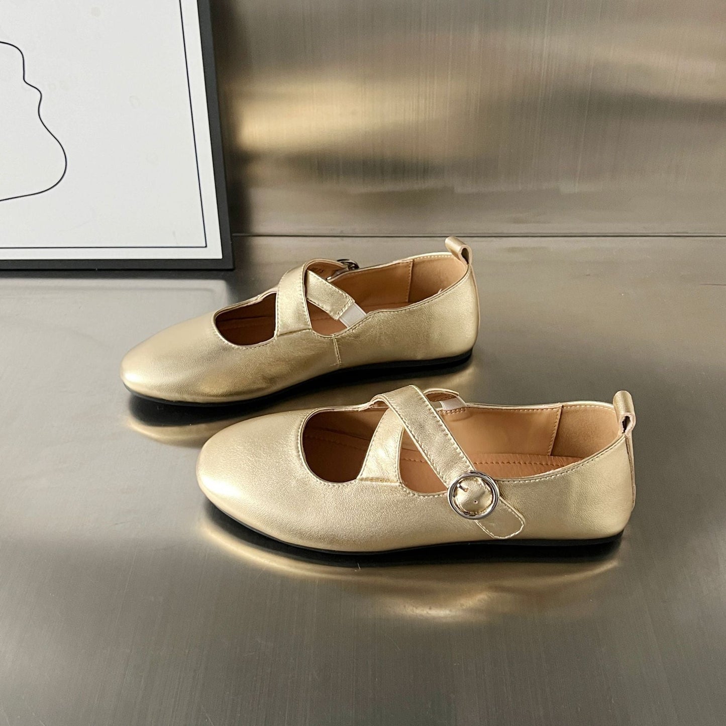 Damen Ballerinas Elegante Schnalle Riemen Schuhe - BerlinGlamour