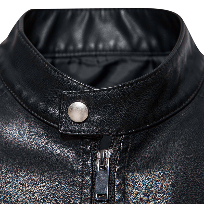 Herren Lederjacke Modisch mit Nieten und Reißverschluss