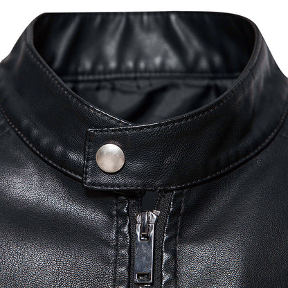 Herren Lederjacke Modisch mit Nieten und Reißverschluss