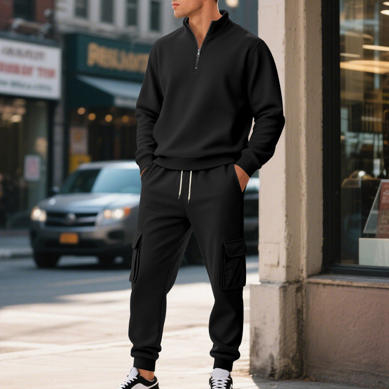 Herren Sweatshirt Set mit Cargo-Hose Grau Sportlich
