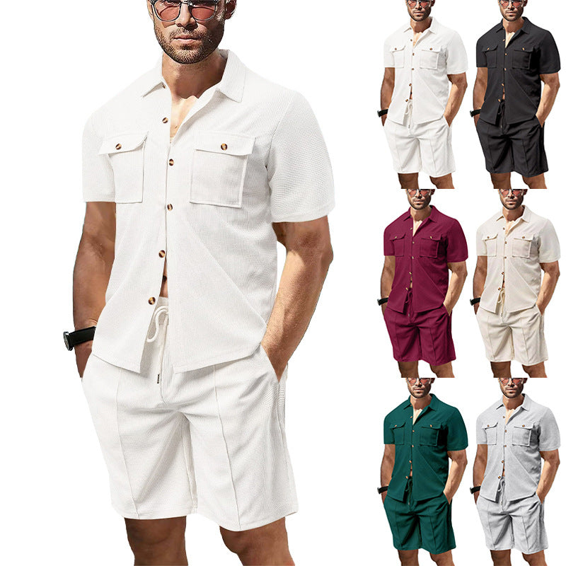 Herren Sommer Set Kurzarmhemd Shorts atmungsaktiv modern - BerlinGlamour