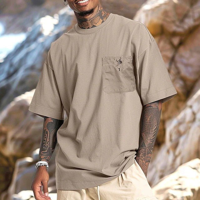 Herren T-Shirt Oversize Lässig mit Brusttasche