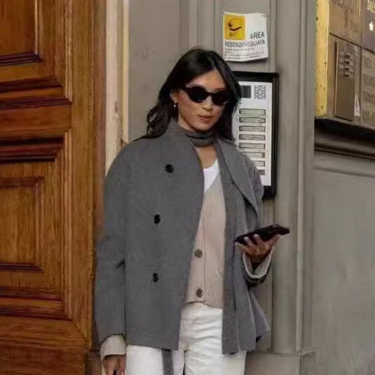 Damen Kurzjacke Modern Strukturiert Rundsaum