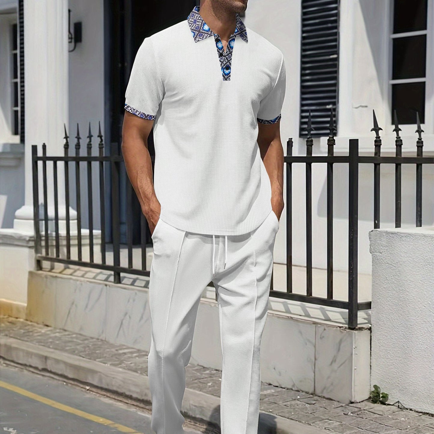 Herren Freizeit-Set Modern Stylisch mit Kragen