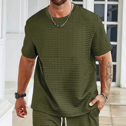 Herren T-Shirt Lässig Strukturiert Berlin Style