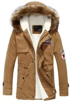 Herren Winterjacke Stylisch Mit Abnehmbarer Kapuze Schwarz