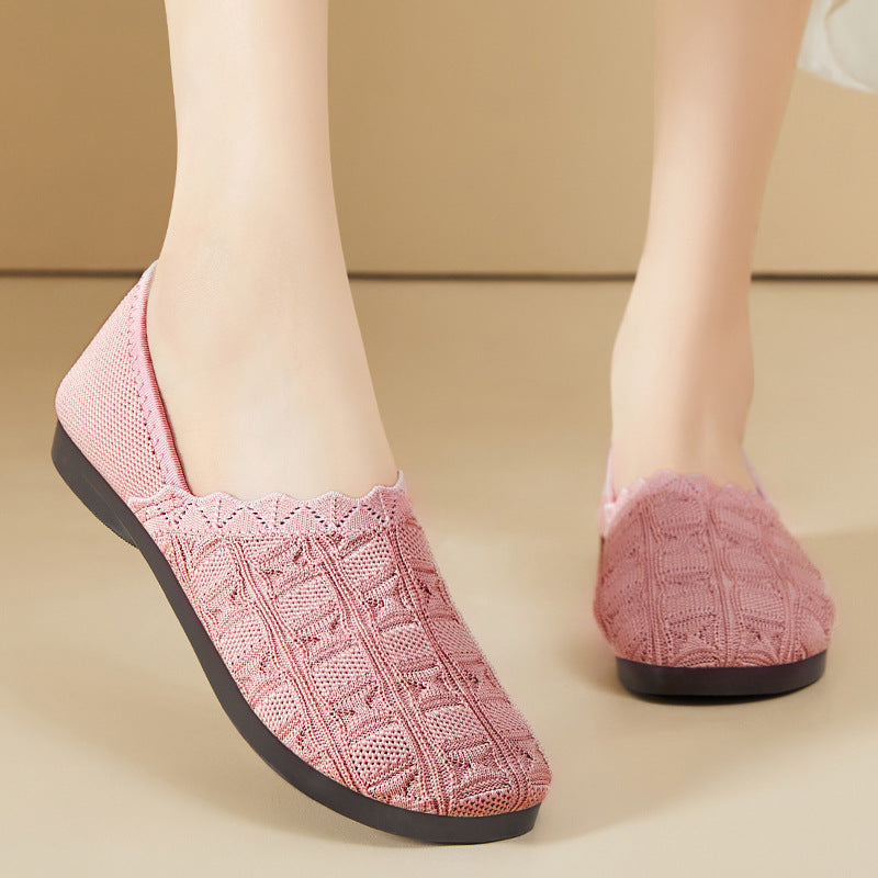 Ballerinas Damen atmungsaktiv Bequem Strick Schuhe