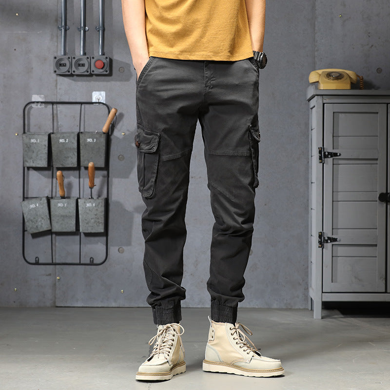 Herren Cargo-Hose Elastisch Reißverschluss Taschen Bequem