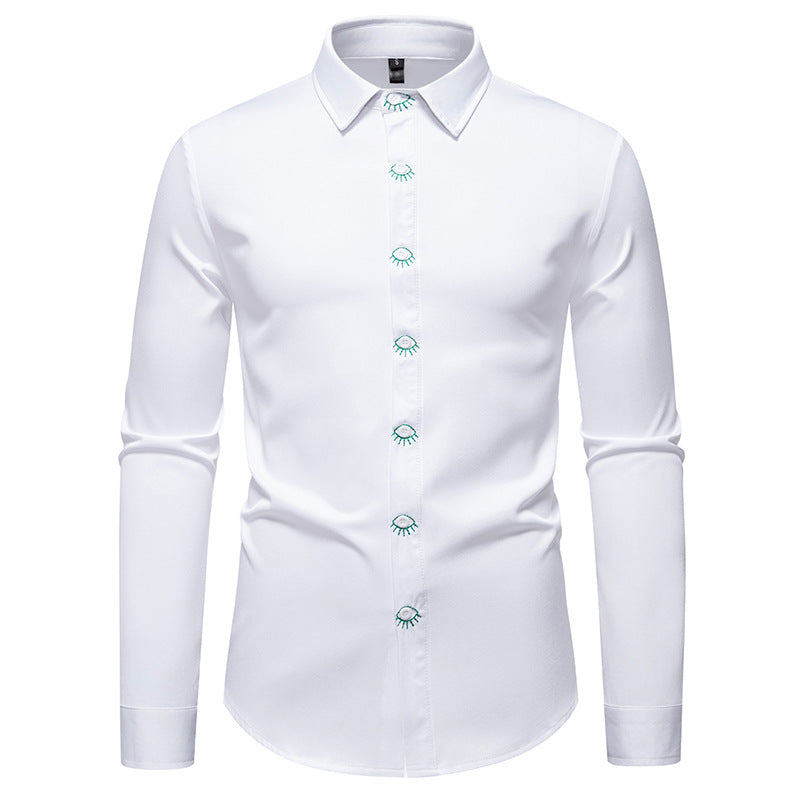 Herren Langarmhemd Elegant mit Stickerei Moderne Style