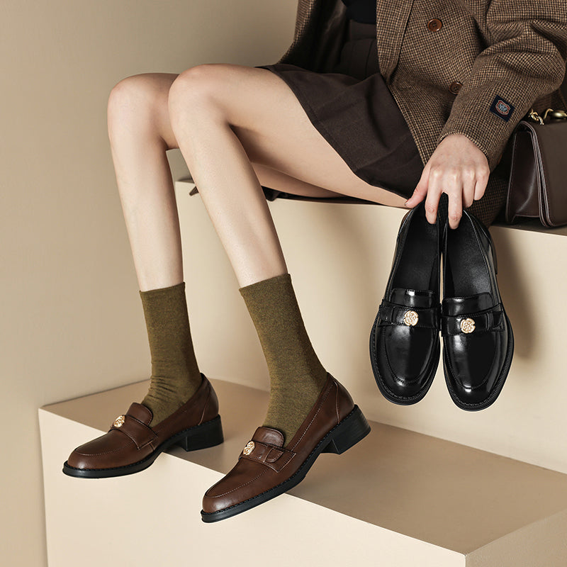 Damen Mokassins Elegante Schuhe mit Schnalle Komfortabel