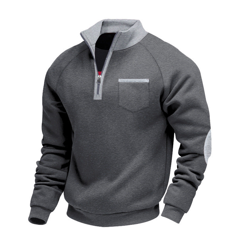 Herren Sweatshirt Stehkragen Taschen Modern Sportlich