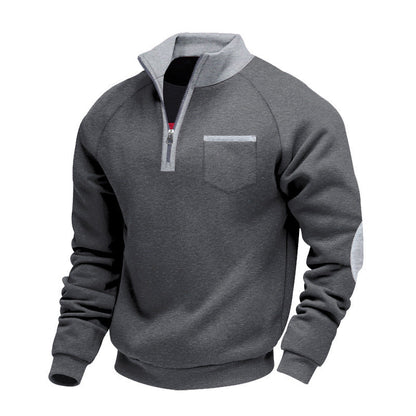 Herren Sweatshirt Stehkragen Taschen Modern Sportlich