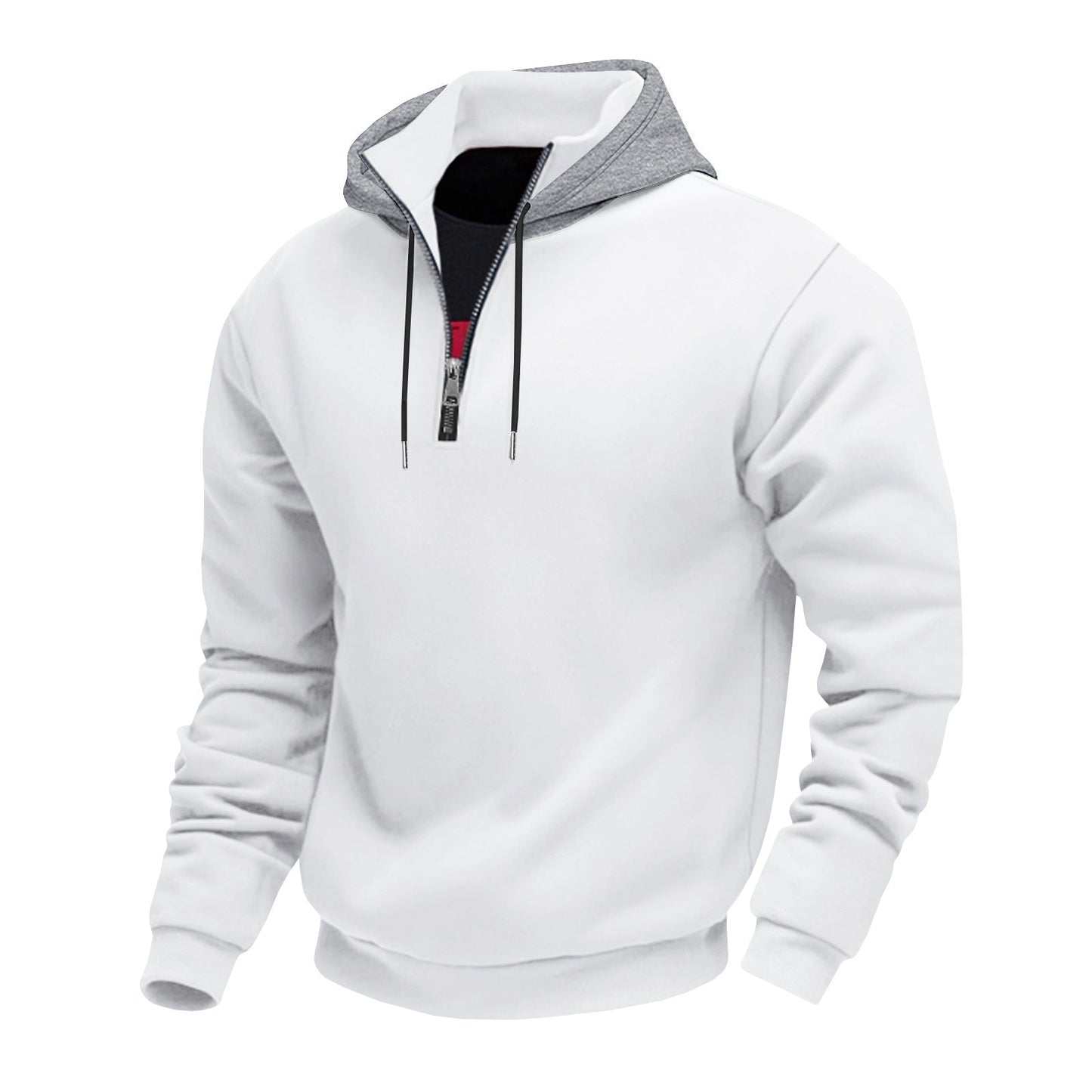 Männer Kapuzenpullover Mit Reißverschluss Kontrastfutter Modern
