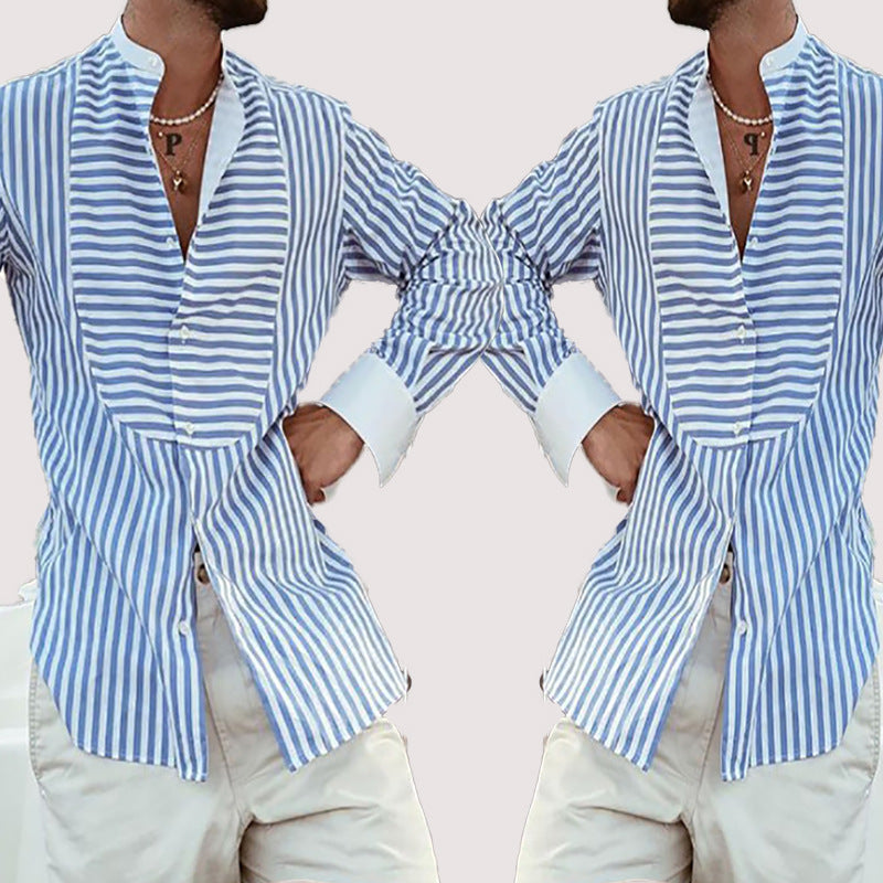 Herren Langarmhemd Modisch Gestreift Elegant