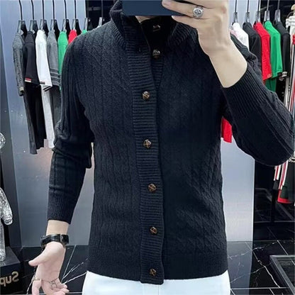 Herren Strickjacke Strukturiert Knopfleiste Modern