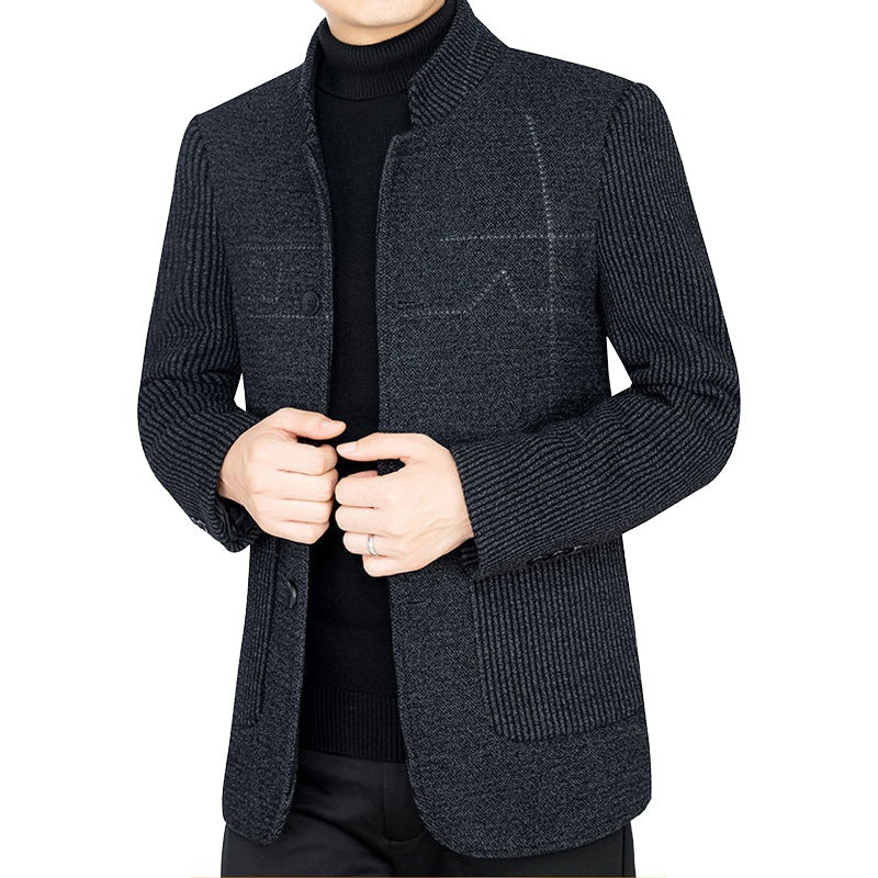 Herren Strickjacke Casual Strukturiert Grau