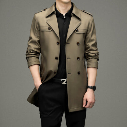 Herren Trenchcoat Elegant Modern Langschirmig