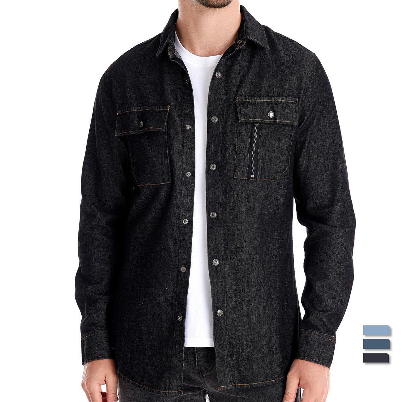 Herren Jeanshemd Modern Slim Fit Blau