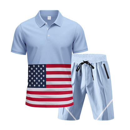 Herren Polo-Shirt Set Sportlich Flaggenmuster Berlin