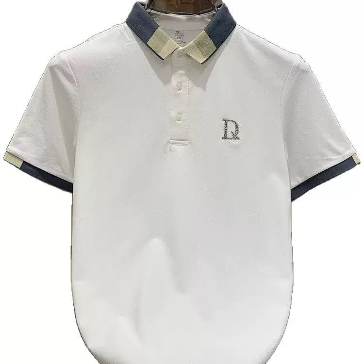 Herren Poloshirt Modern Kontrastkragen Feinripp