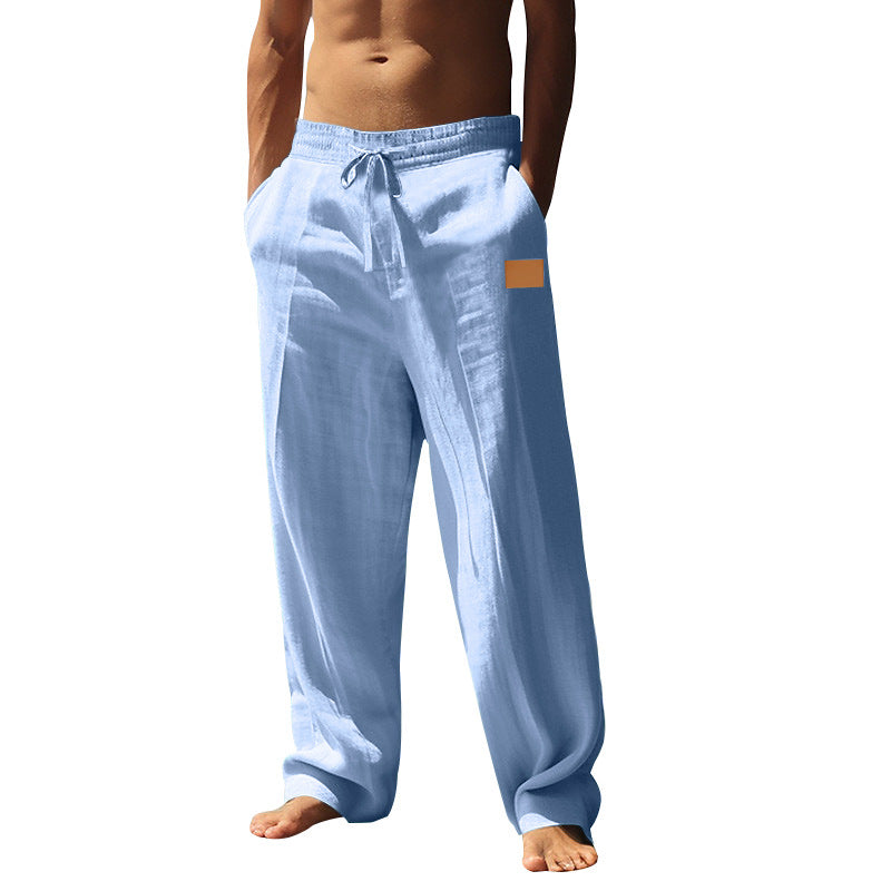 Herren Leinen Shorts Bequem Elastisch mit Seiten Taschen