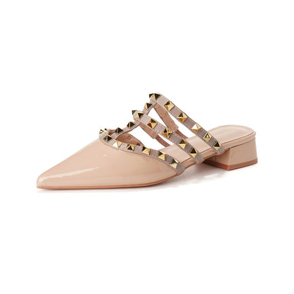 Damen Slingback Pantoletten Strass Glitzer Blockabsatz