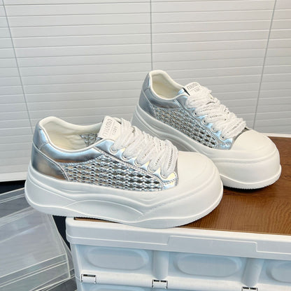 Damen Sneaker Bequem Plateau Netzstruktur Sportlich