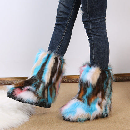 Damen Winterstiefel Warm mit Kunstfell-Futter Rutschfest