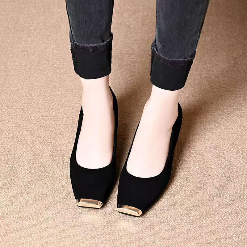 Damen Ballerinas Elegante Glanz Lack Schuhe mit Blockabsatz